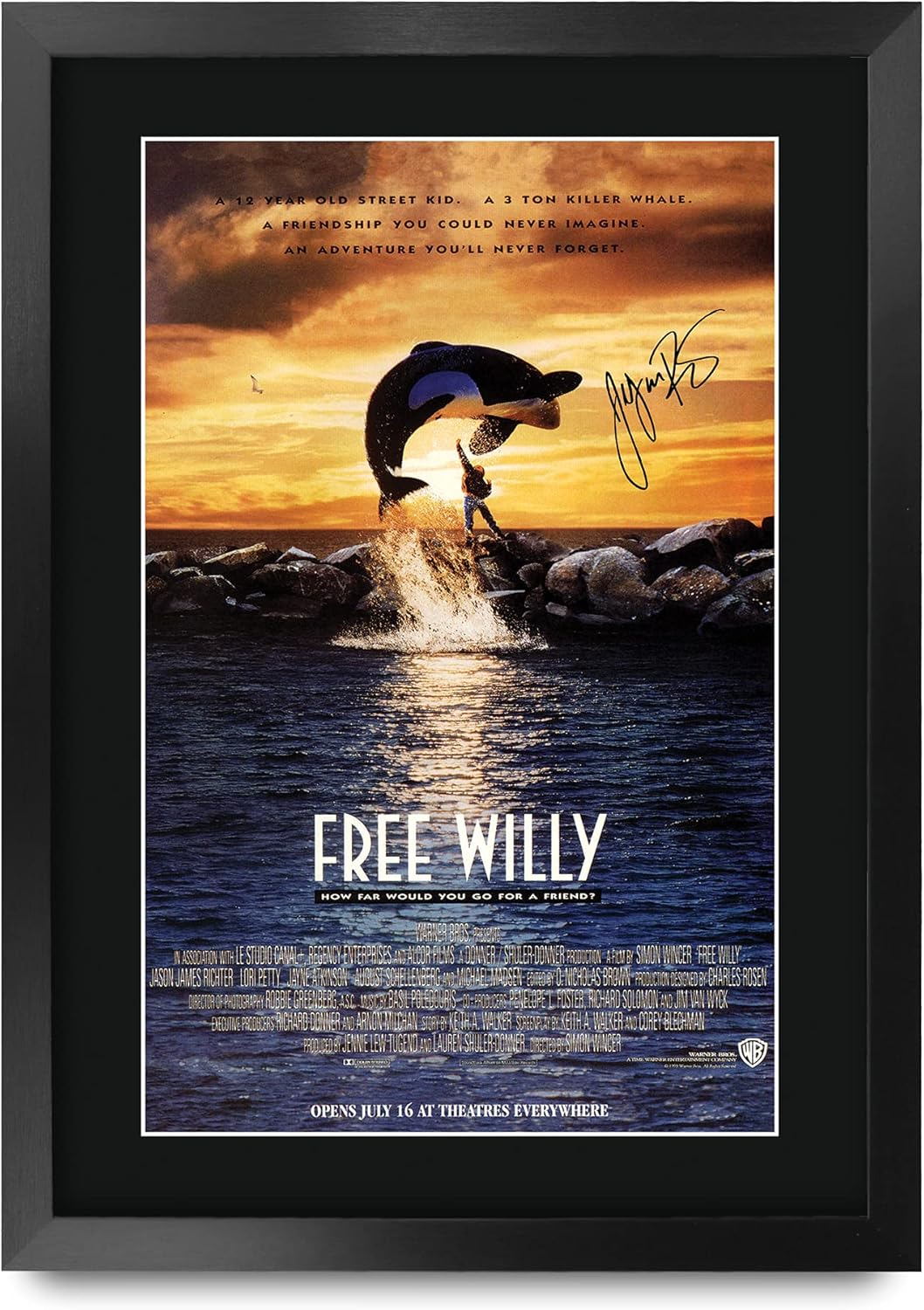 HWC Trading Free Willy Collection Jason James Richter 16 x 12 inch Gifts Printed Poster Signed Autograph Picture for Movie Memorabilia Fans - 16" x 12" Framed