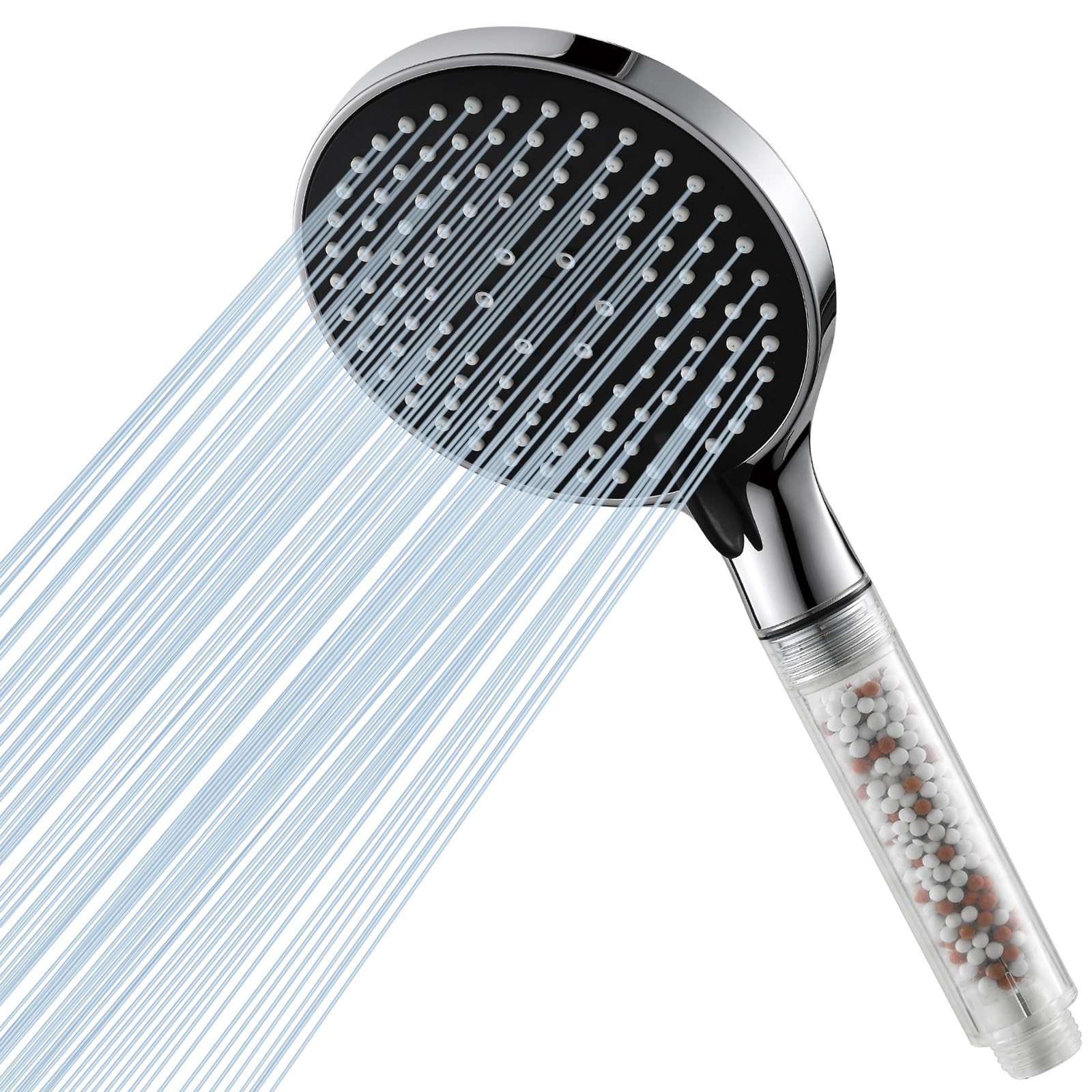 Pomme De Douche Filtrante 125 Mm - 3 Modes (pluie, Massage) - Réduit Calcaire Et Chlore - Économie D’eau 30%