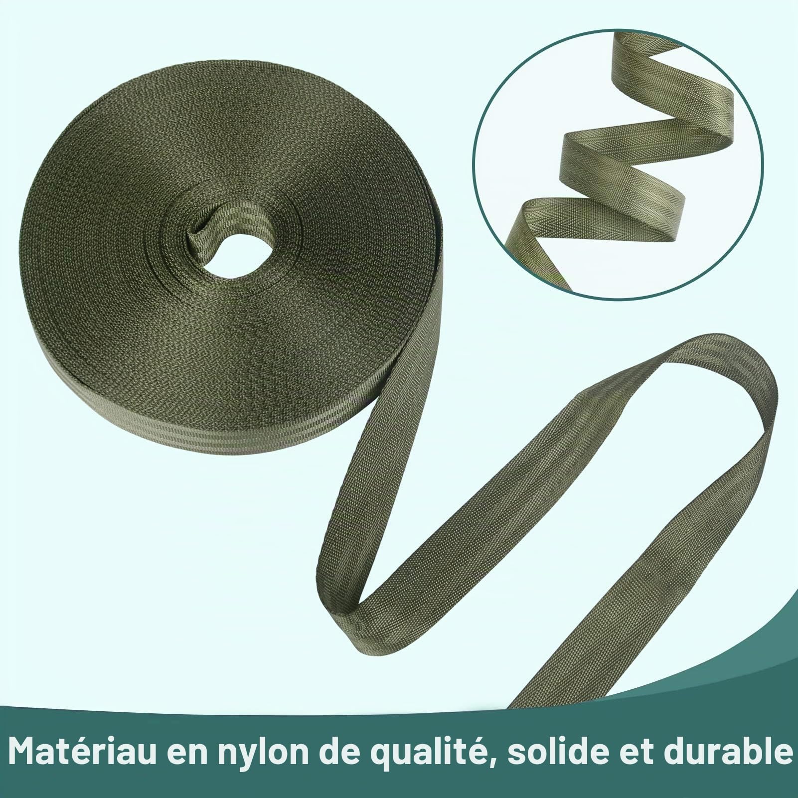 Tenn Well Sangles de Fixation pour Arbre de Jardin, 20M Sangle de Soutien en Nylon Solide pour Grandes Plantes, Piquets, Greffes et Lissage (Vert)