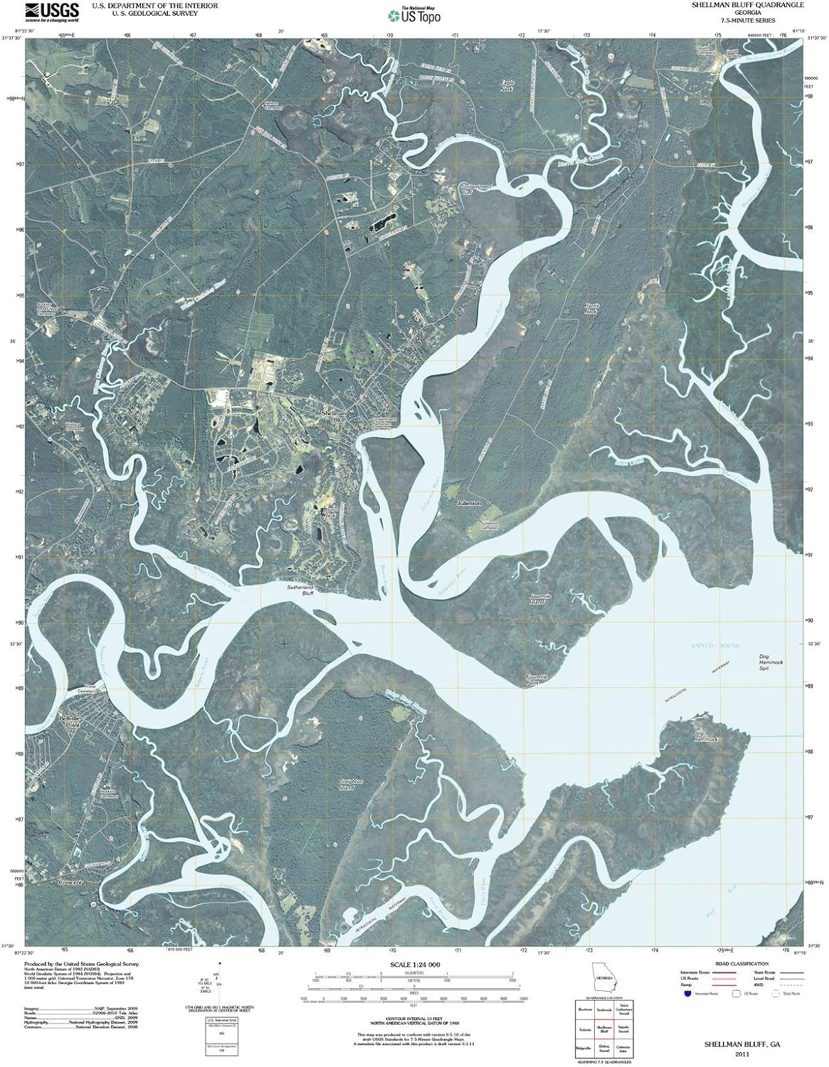Maps 2011 Shellman Bluff, GA USGS Historical