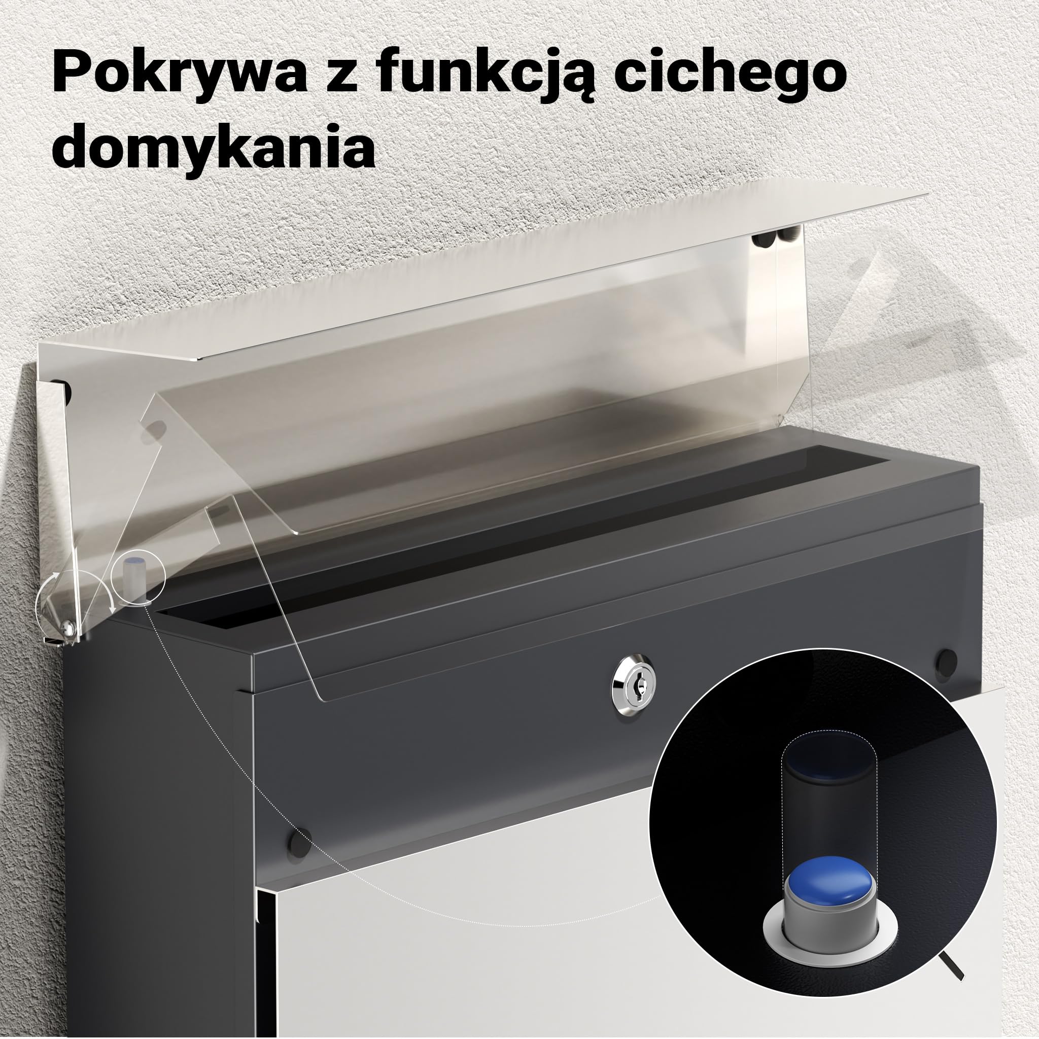 Wiltec Skrzynka pocztowa ze stali nierdzewnej V63 37 x 11 x 37 cm, na listy i gazety, z kluczykami