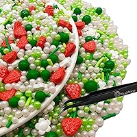 Vista 22 de Flores rosadas comestibles para decoración de pasteles, mini flores de azúcar comestibles, chispas de perlas rosas y verdes, chispas de primavera