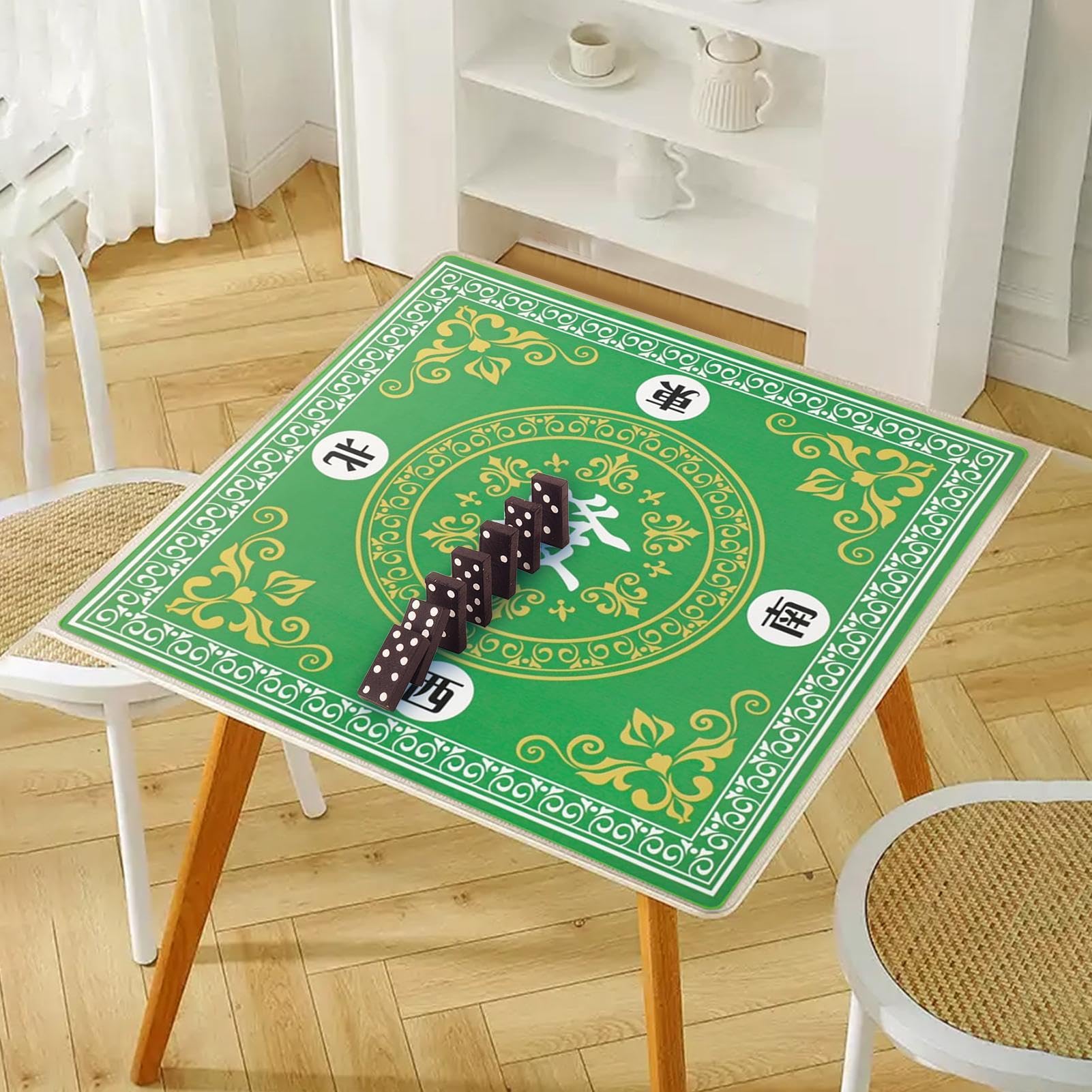 Mahjong Mat – Tapis de Jeu carré de 80 x 80 cm – Housse antidérapante pour Les Amateurs de Mahjong, Tapis de Jeu pour Jeux de Cartes de Poker