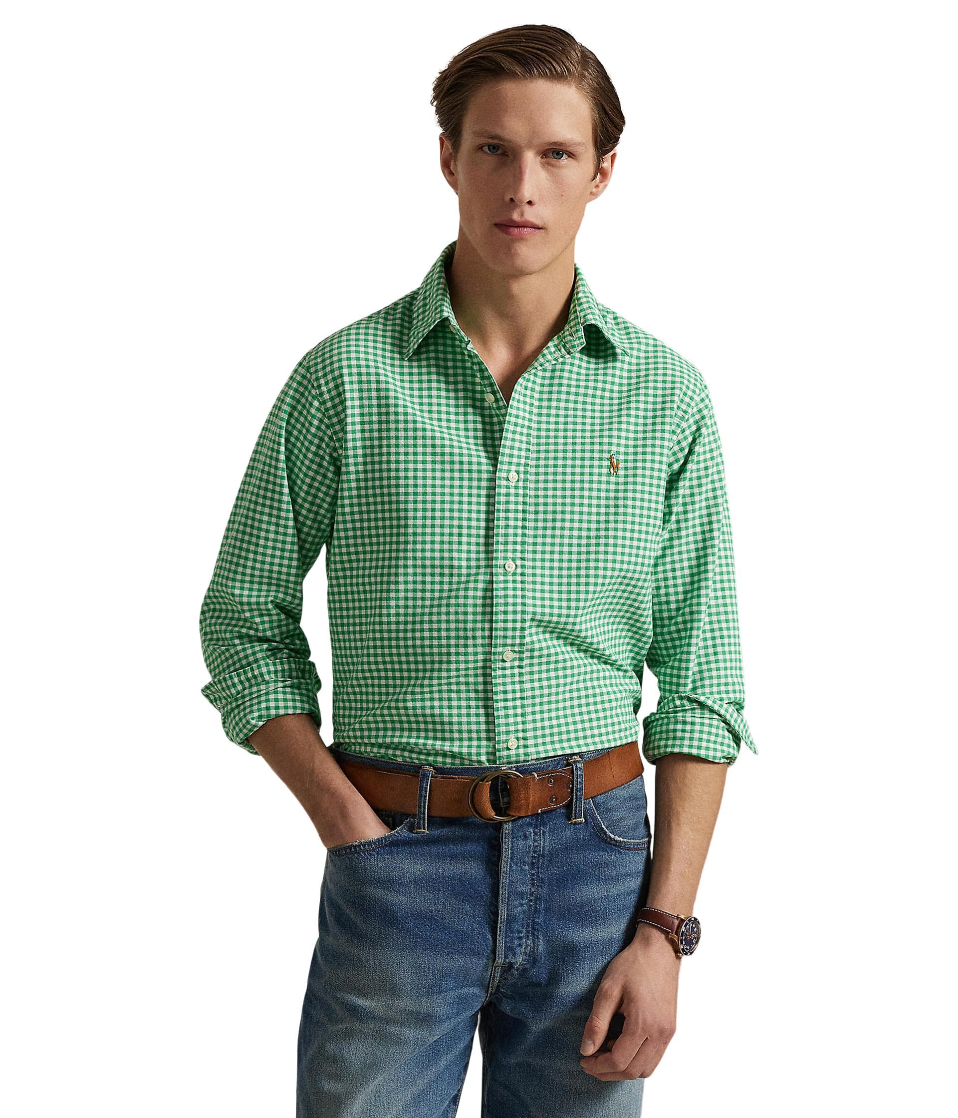 Photo 1 of Polo Ralph Lauren POLO RALPH LAUREN Men's Long Sleeve Oxford Button Down Shirt (M, CarmelPink), (Spring/Summer 2023) Carmel Pink