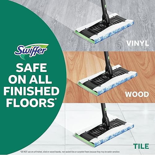Miniatura 4 de Swiffer Sweep & Mop Deluxe 2 en 1 - Kit de limpieza y limpieza de pisos, incluye 1 dispositivo de barrido, 5 paños de barrido en seco resistentes, 6