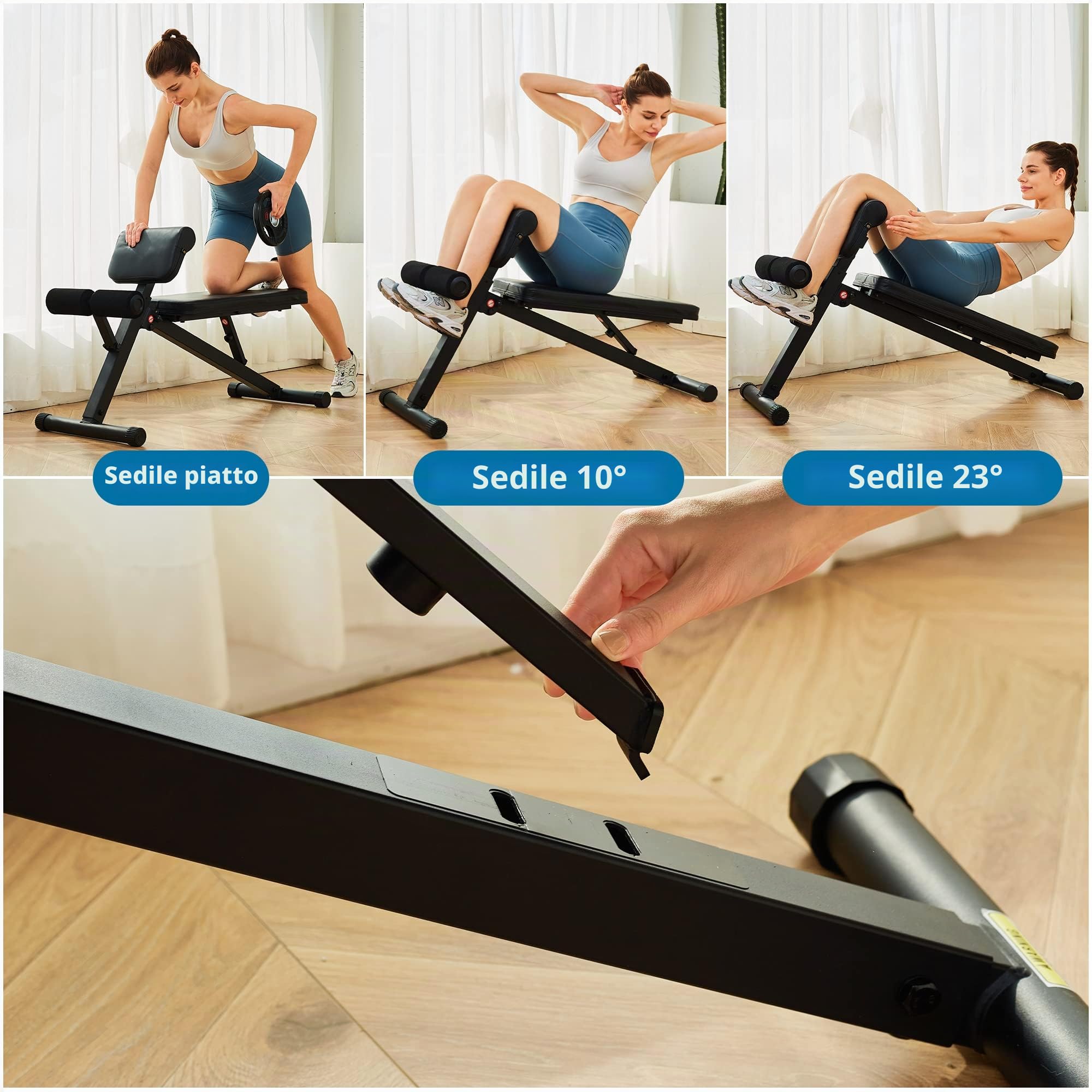 leikefitness Adjustable Weight Bench, Foldable Workout Training Bench with Automatic Locking for Upright Tilt and Flat Full Body Exercise