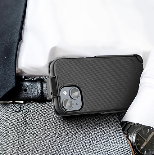 Miniatura 2 de Encased Thin Armor - Funda para cinturón diseñada para iPhone 15 Plus, funda delgada con clip para funda (iP15 Plus de 6.7 pulgadas), color negro