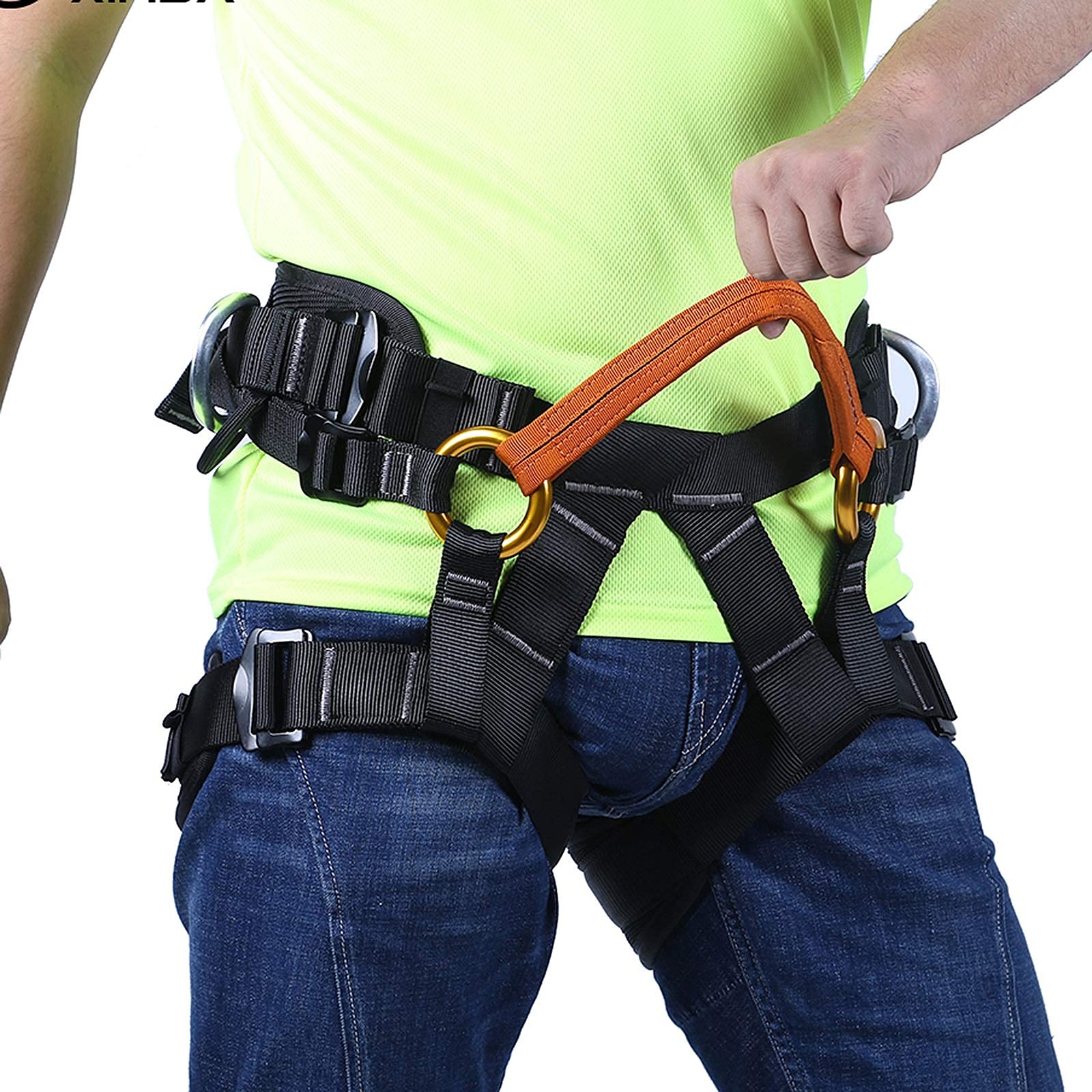 SwaYve Harnais de Sécurité Antichute, Ceinture de Sécurité Pour Le Travail Aérien, Ceinture D'Escalade Personnelle Pour Demi-Corps, Kit de Harnais de Sécurité de Protection Contre Les Chutes/Orange