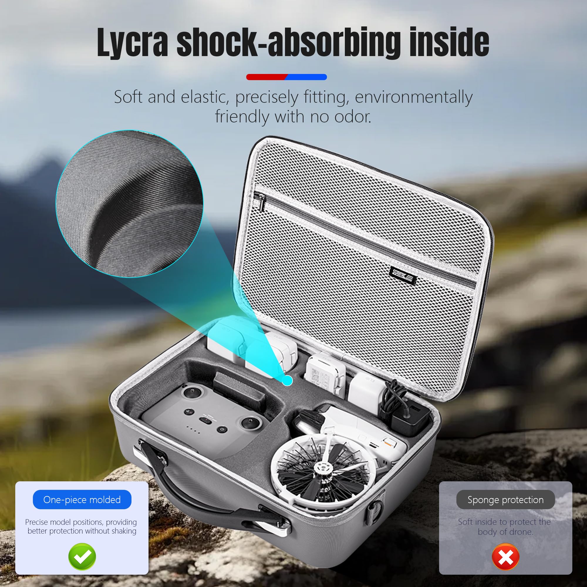 Etui z klapką do DJI Flip Fly More Combo, przenośny futerał ze skóry PU może organizować pilota RC2/RC-N3, 7 oryginalnych baterii, koncentrator ładowania, ładowarka 65 W, szary, Etui z klapką na drona