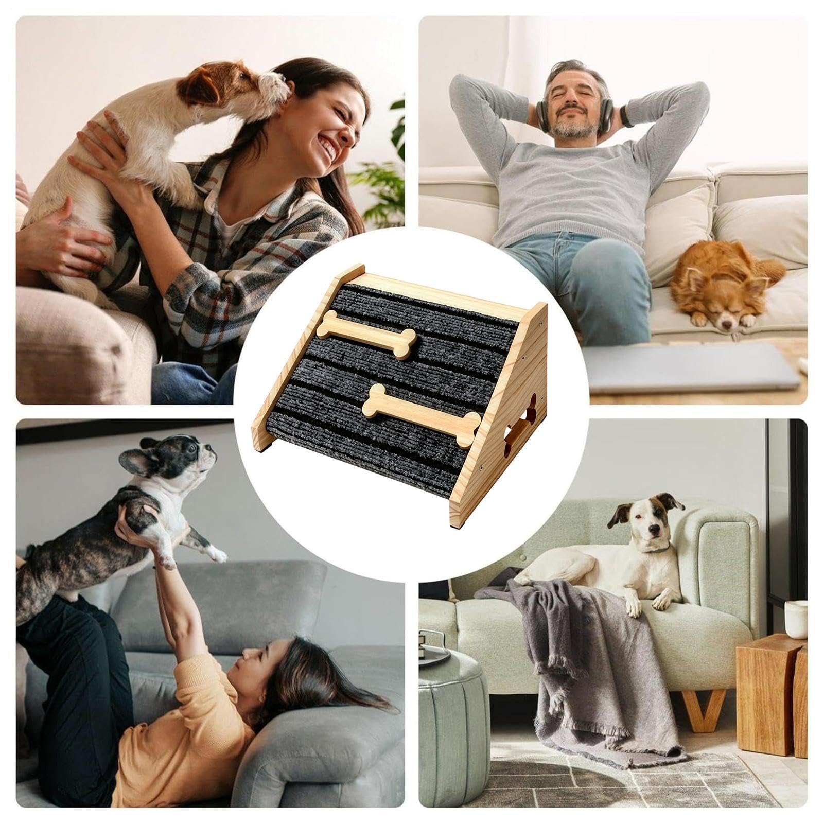 Rampa De Perro para Subir Las Escaleras,Escalera Portátil De Madera Antideslizante - Rampa Escalera para Perros con Almohadilla De Fieltro | para Cama sofá Dormitorio Interior Exterior