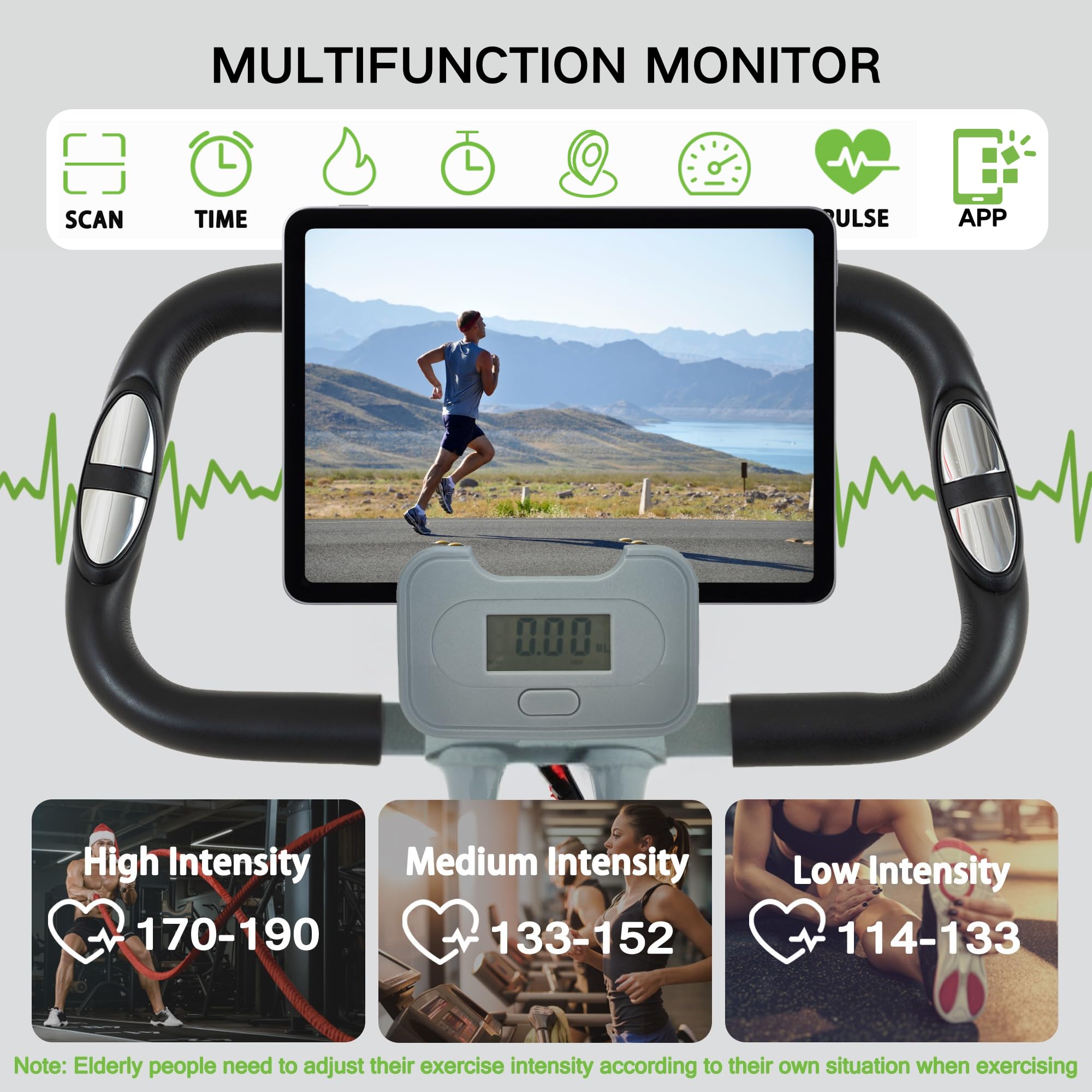 BARWING Stationary Exercise Bike for Home Workout, 5 IN 1 Foldable Indoor Cycling Bike for Seniors, 350LB Capacity, 16-Level Magnetic Resistance, Seat Backrest Adjustments