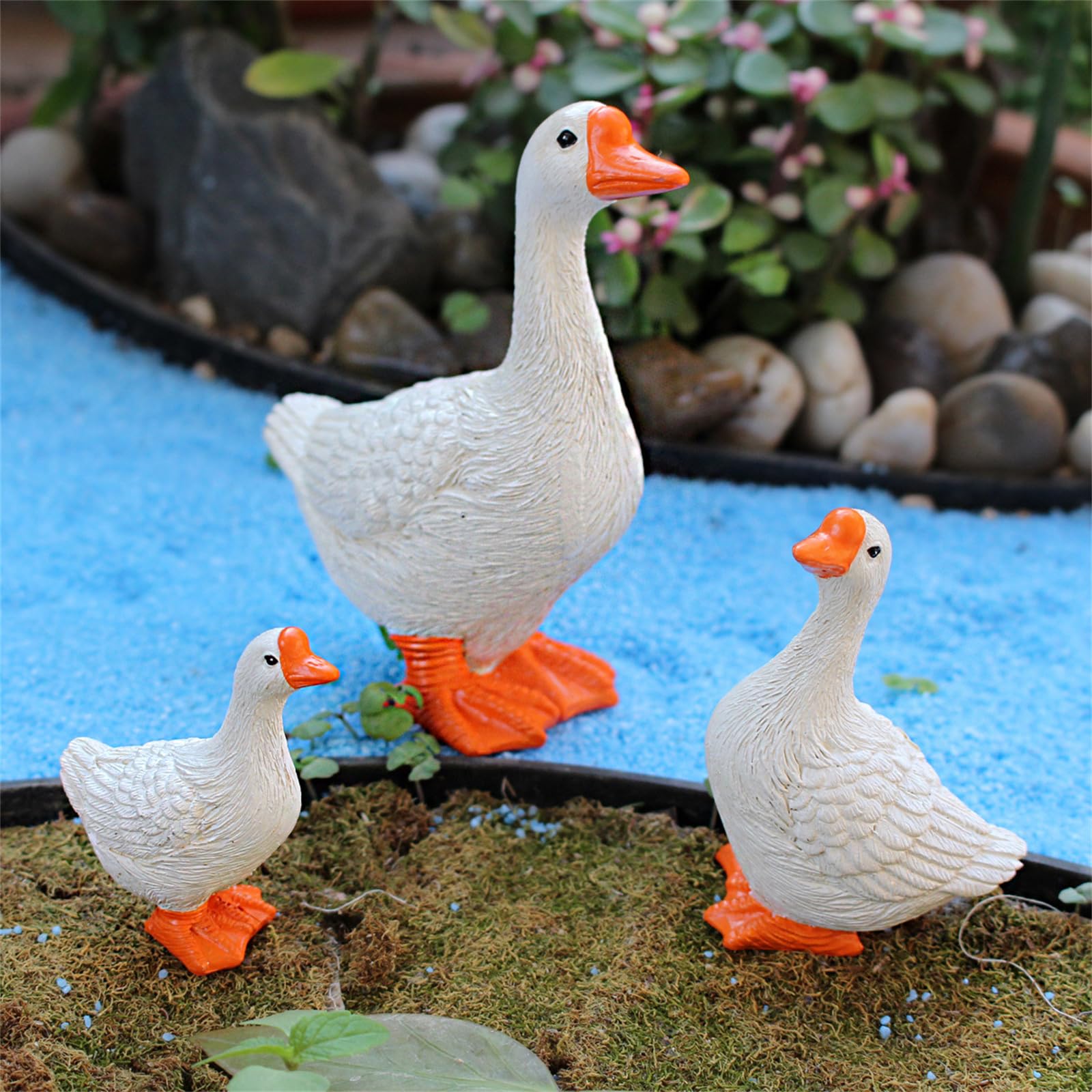 Amazon.co.jp: 3PCS白いガチョウの家畜動物置物ガチョウ像ガチョウの