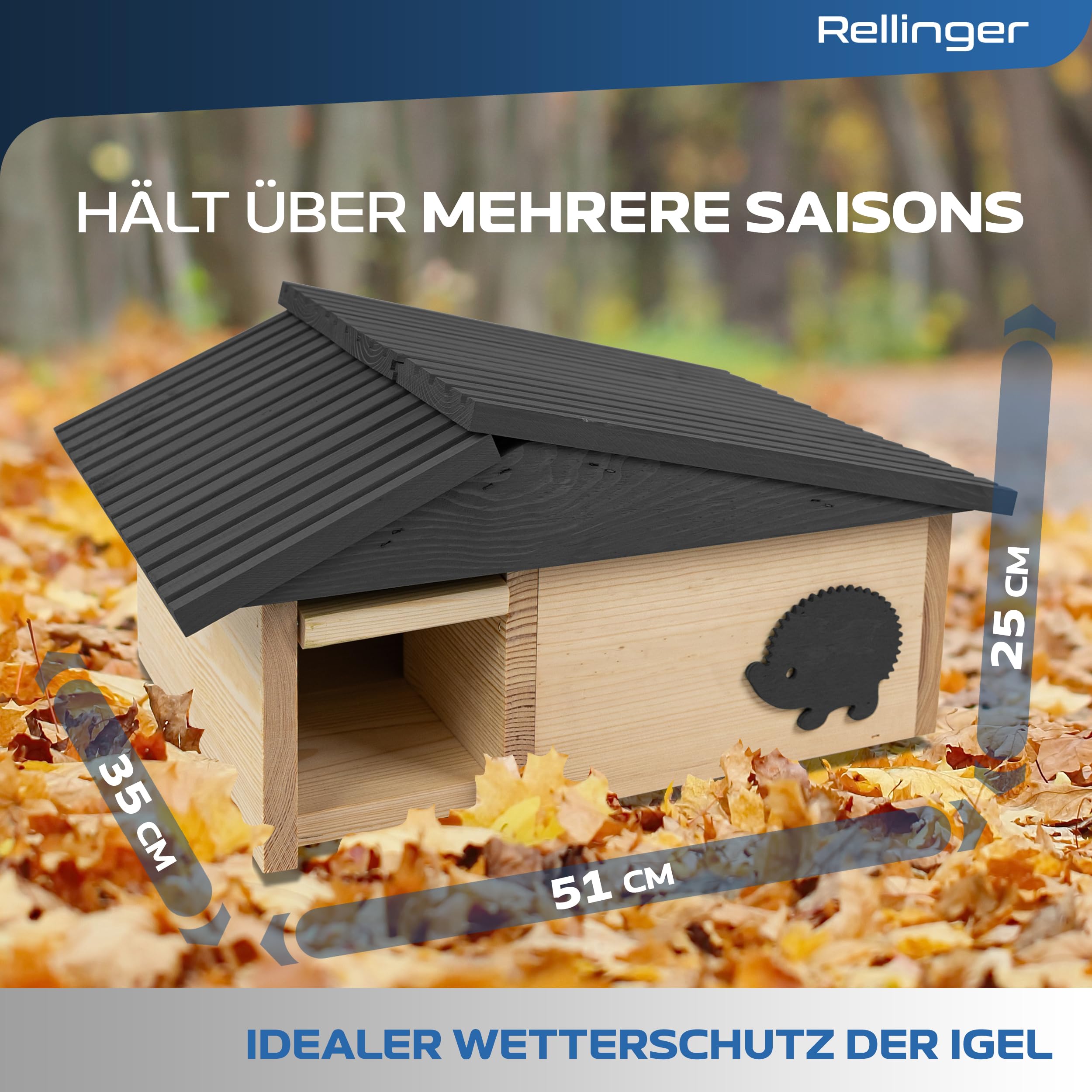 XXL Igelhaus Winterfest mit Boden Rattenklappe Labyrinth Eingang Premium Igelfutterhaus Igel Schlafhaus