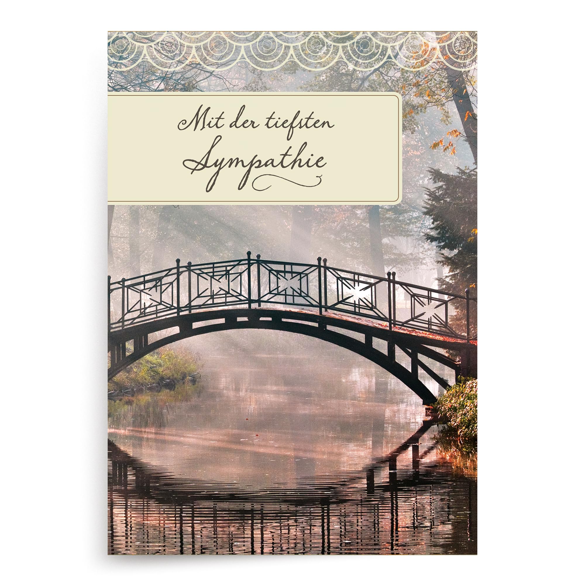 Designer Greetings German Language Sympathy Cards, Bridge on River (6 Cards with Envelopes / 6 Karten mit Umschlägen)