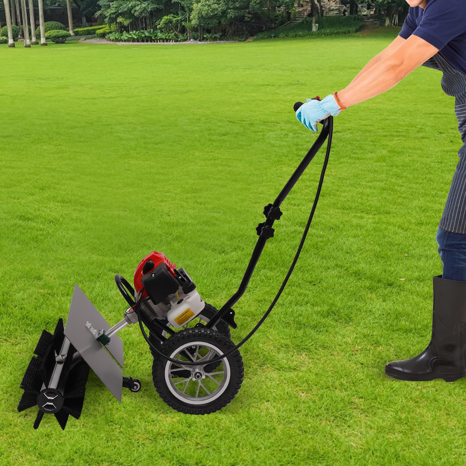 HUOMMGS 43CC Benzin Kehrmaschine 1,7PS - Professionelle Straßenkehrmaschine Mit 60cm Kehrkopf