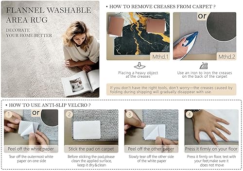 Miniatura 8 de Non Slip Indoor Area Rug Orange Color - Soft Low Pile Washable Retro 70S Geometric Pattern Foldable Thin Carpet for Living Room Bedroom Kitchen