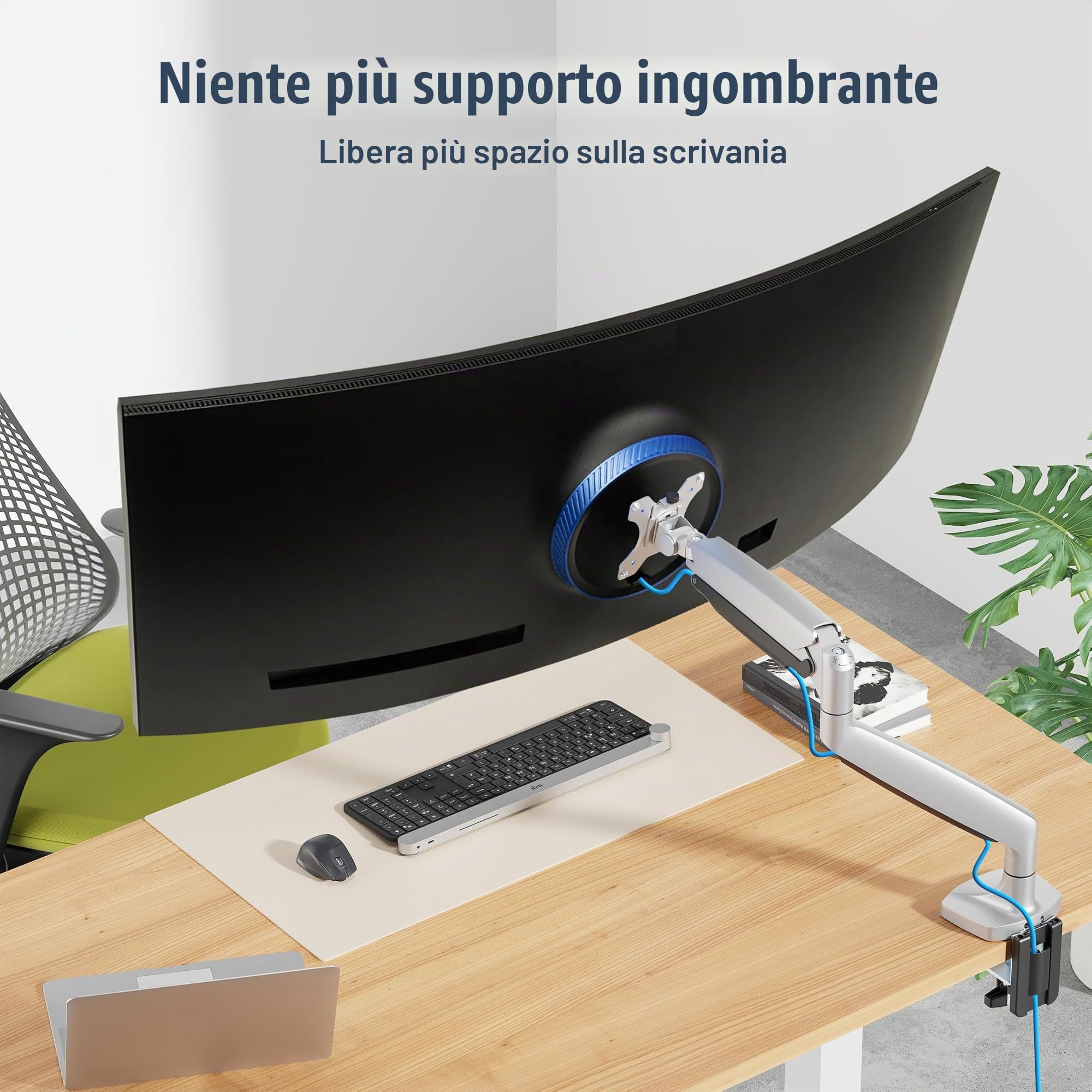 AVLT Supporto da scrivania per monitor singolo da 13"-34" per Halloween, adatto a un monitor piatto/curvo/ultrawide, movimento completo, rotazione inclinabile, braccio regolabile per monitor -