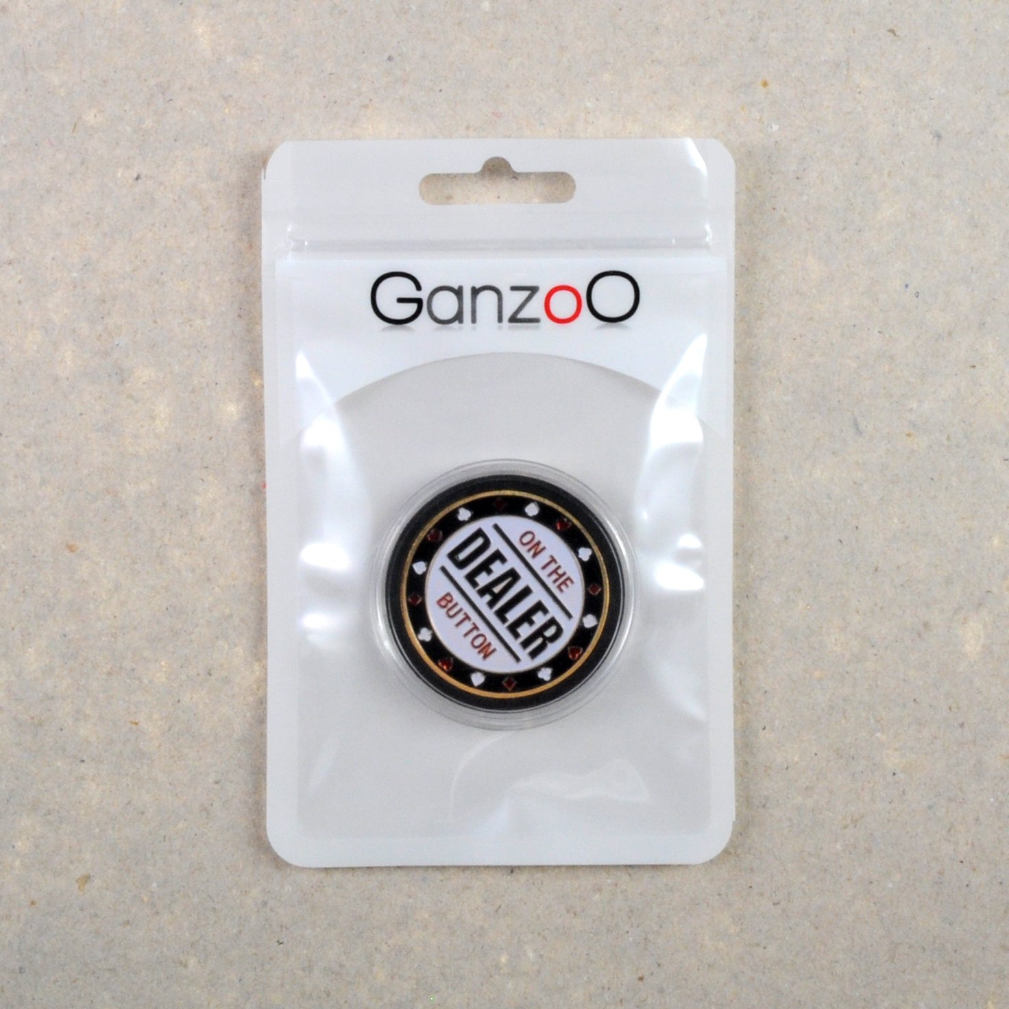 Ganzoo Dealer Button jako wysokiej jakości metalowa moneta w etui, Poker, Poker Button, marka