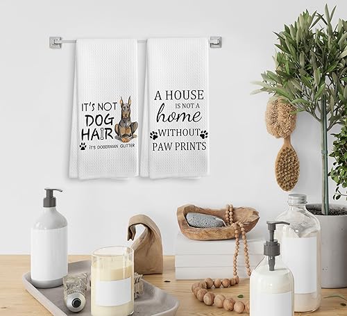 Miniatura 4 de NOQL Doberman - Juego de 2 toallas de cocina con purpurina para perro, juego de 2 toallas de cocina y paños de cocina con purpurina Doberman,