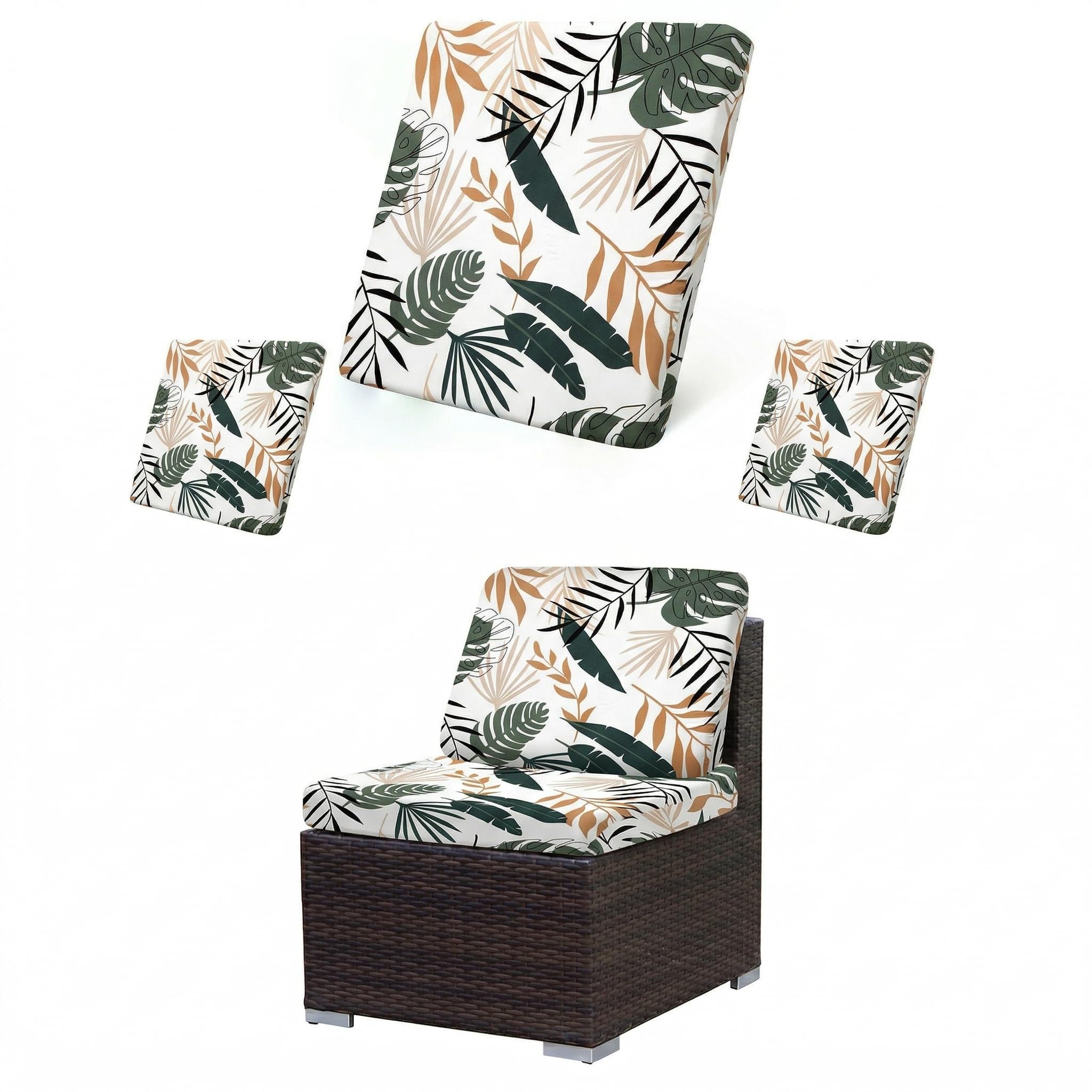 LiveGo Kissenbezüge für Outdoor-Terrassenkissen, waschbare Ersatz-Schonbezüge für Sofa- und Couchkissen, weich und langlebig, Sitzschoner für Terrassenmöbel (6, grüne Blätter A)