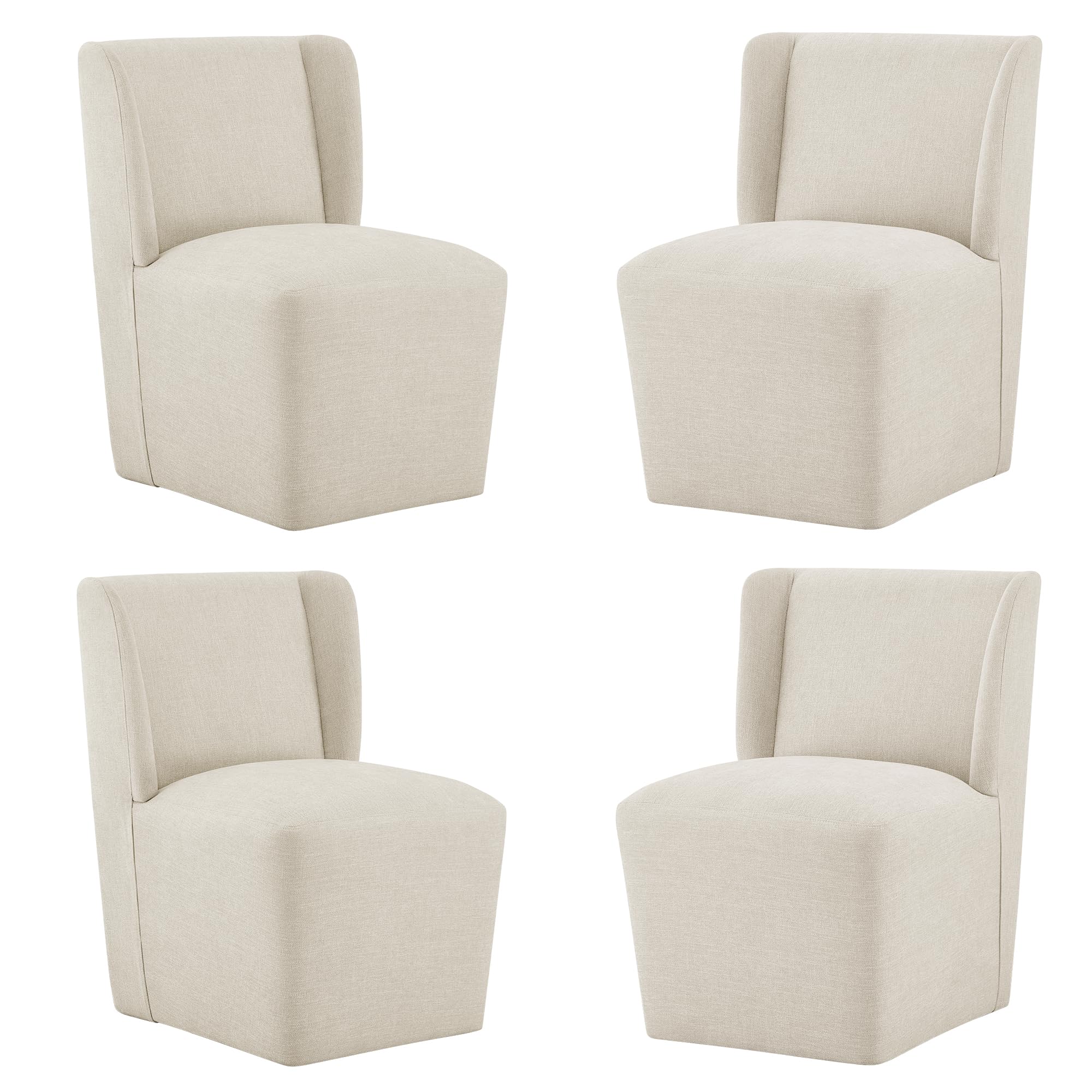 KISLOT Upholstered Dining Chairs Set of 4 with Casters