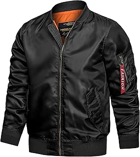 HJWWIN Men Lightweight Bomber Jacket Military Fashion Softshell Spring Fall Zip  - Compare price
