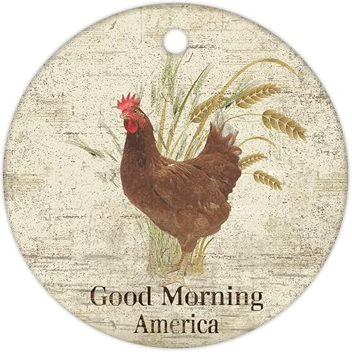 Miniatura 4 de Adorno de Navidad Country Life Good Morning Cock Chicken Gooster Adorno de recuerdo de vacaciones, adorno de gallo Good Morning America Decoración