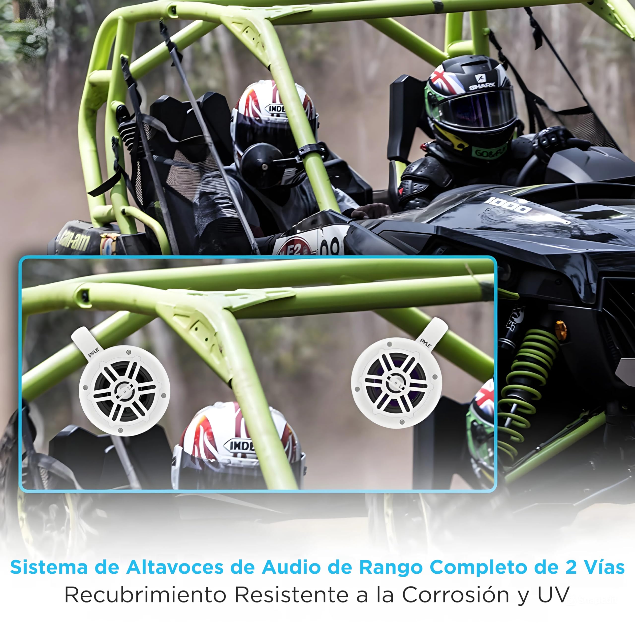 Pyle Altavoces de Torre, Wakeboard Marinos, A Prueba de Agua, Subwoofer Doble de 4”, 300W, Kit de Sistema de Audio, para Barco, Tweeter de cupula de Titanio, Abrazaderas de Montaje
