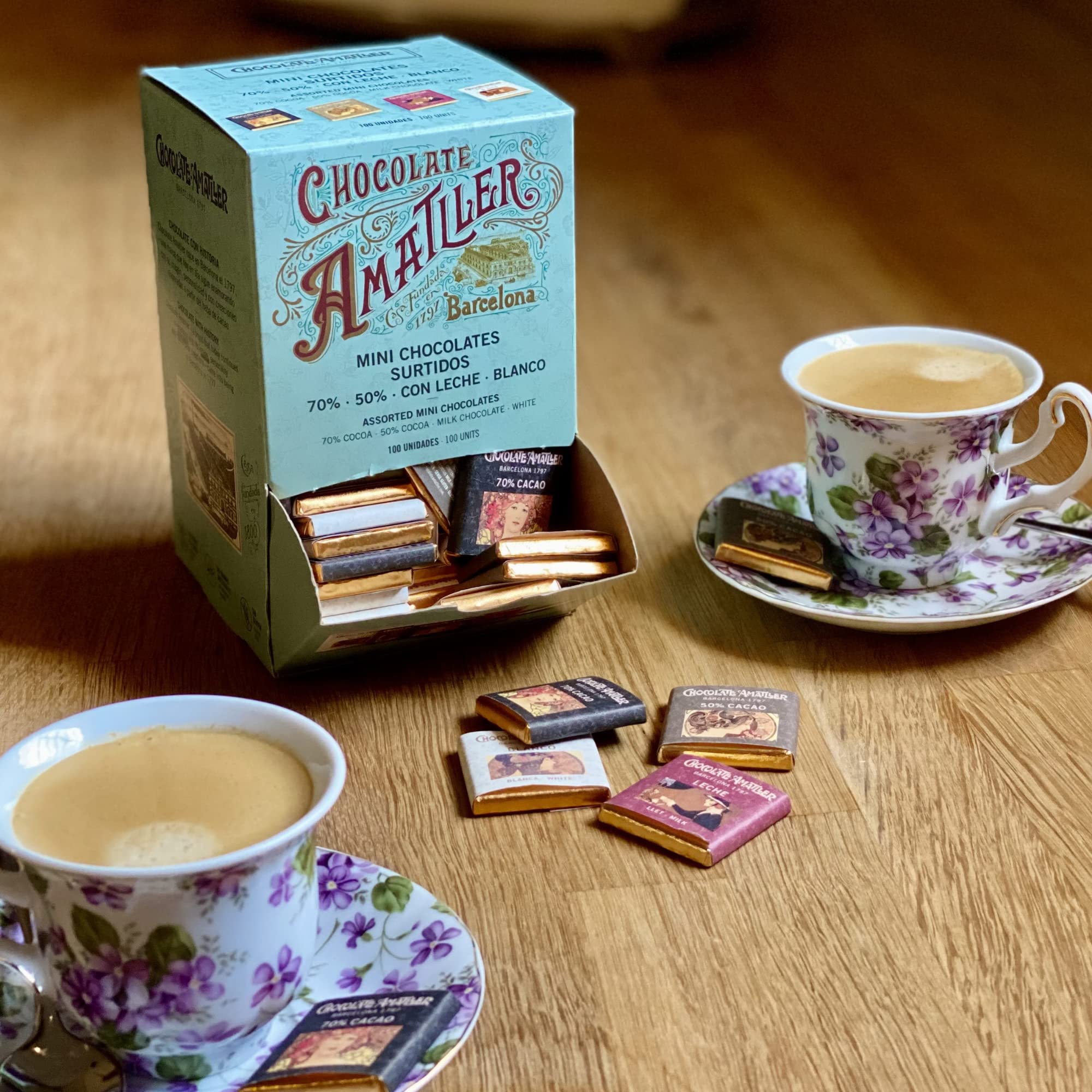 Amatller Caja de Mini Chocolate Surtido 5gr. 4 Variedades - 100 onzas