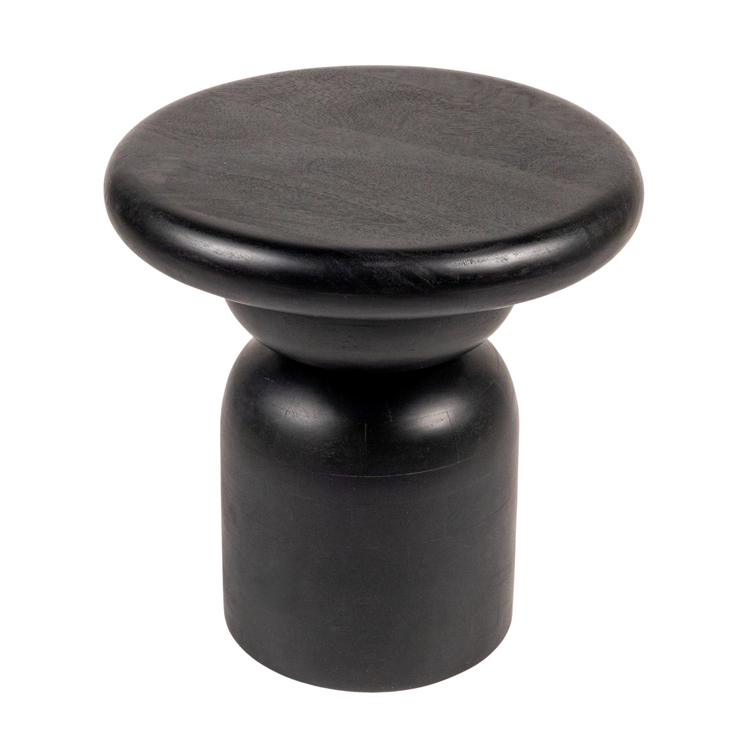 Creative Co-Op Round Mango Wood Accent Table, Black Finish