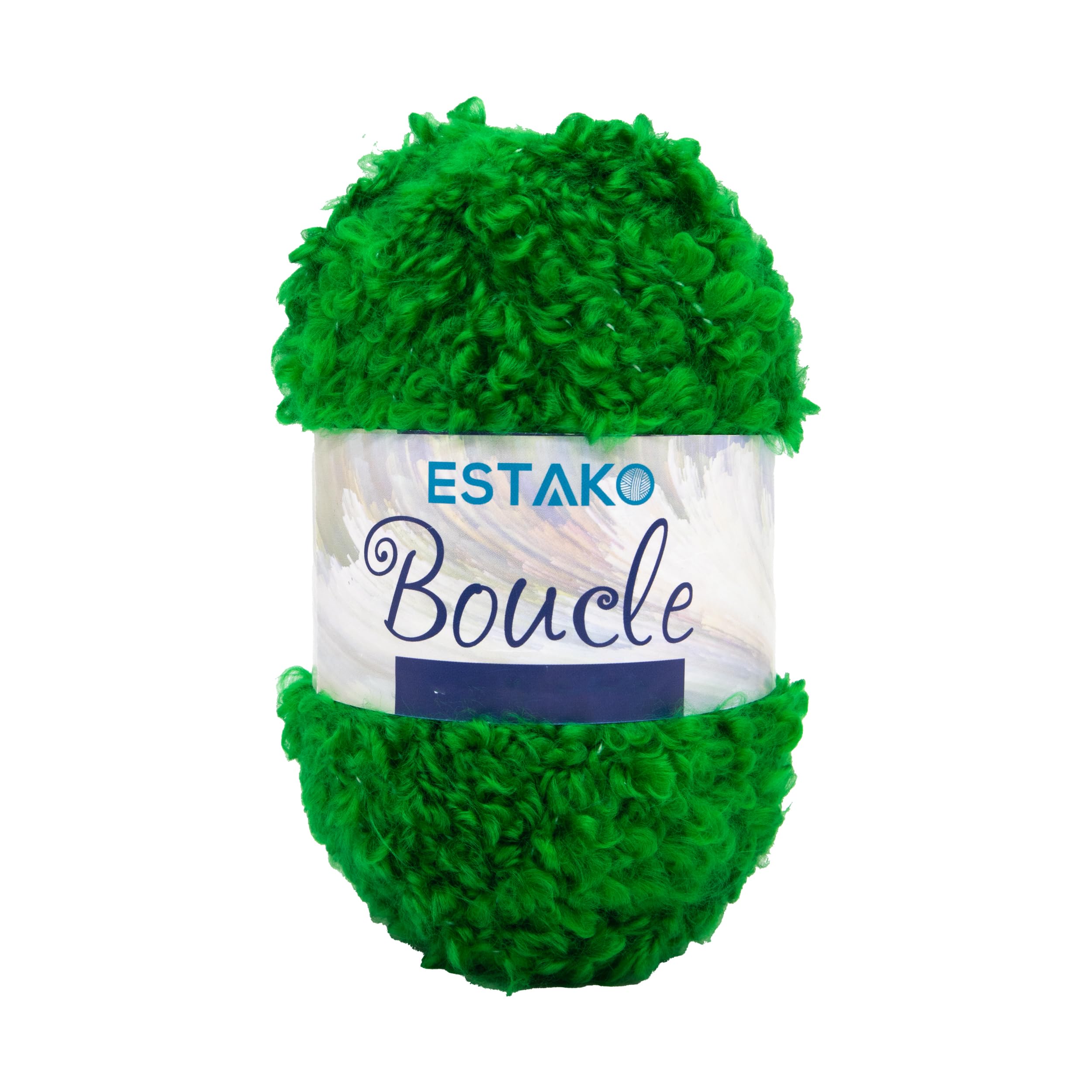 Boucle 25% Polyester 75% Acrylic Boucle Yarn, DK - Light Worsted #3 for Crochet and Knitting 3.52 Oz (100gr) / 87 Yds (80m) (2708 - Green)