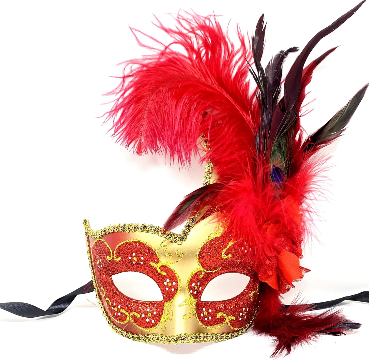 Storm Buy] Women Lady Girls Costume Venetian mask Feather Masquerade Mask Halloween Mardi Gras Cosplay Party Masque For Adult - Image 2