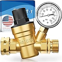 Renator Brass Lead-Free RV Water Pressure Regulator with Gauge & Filter - Adjustable 160 PSI for Camper Travel Trailer