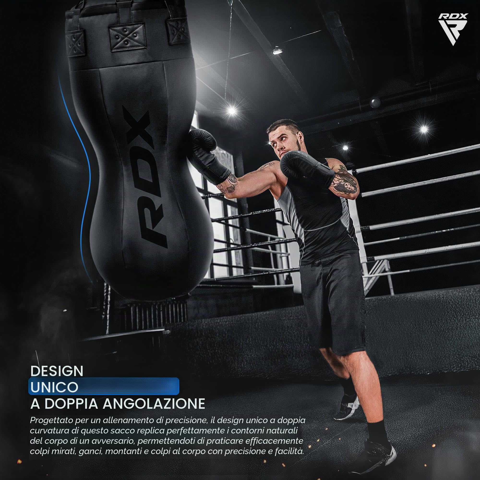 RDX 4FT Uppercut Body Sacco da boxe, Maya Hide Pelle Pesante Bag Set con Guantoni e Catena, Arti Marziali MMA Pugilato Muay Thai Kick Boxing, Casa Palestra Punch Sacchi