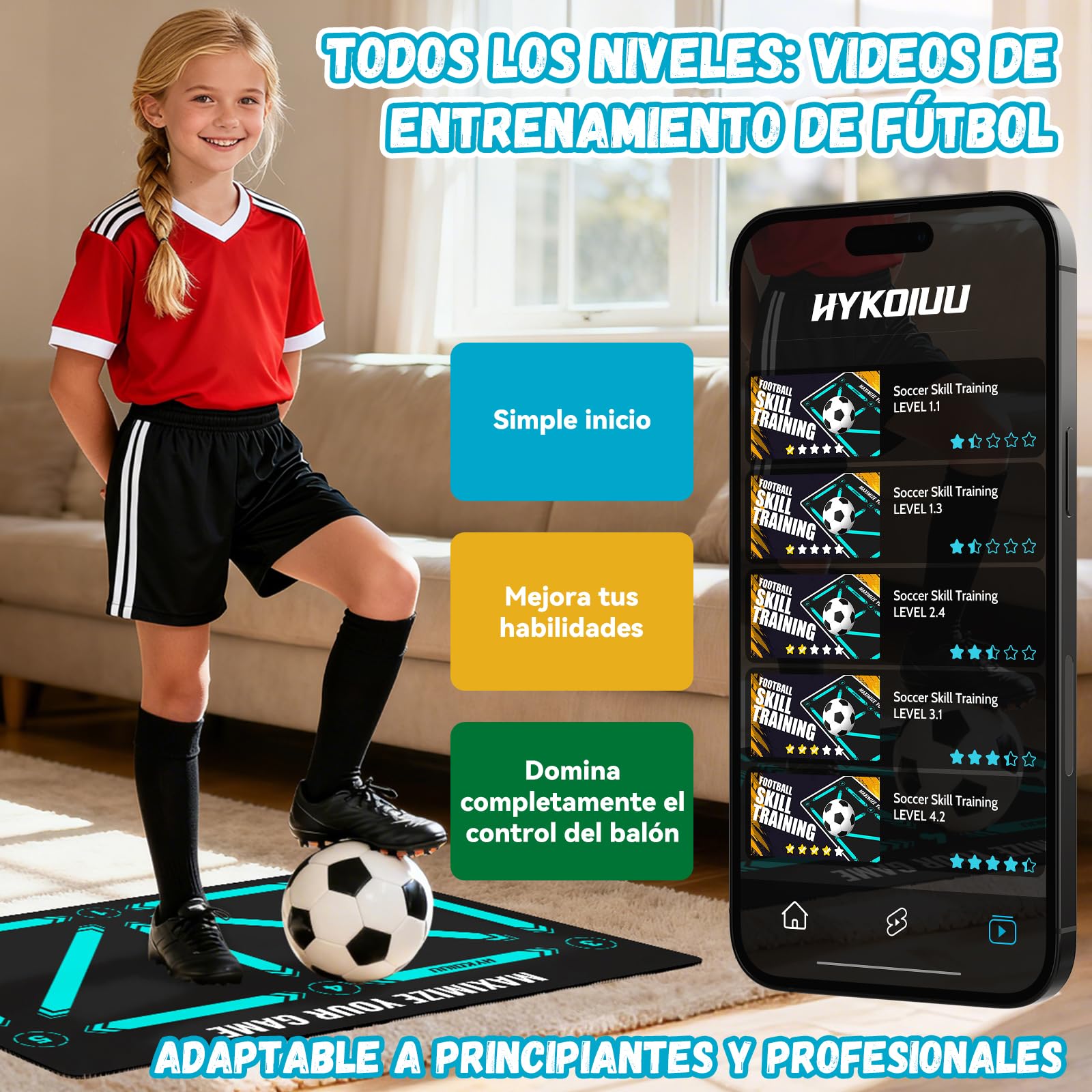 Alfombra Entrenamiento Futbol con Video de Entrenamiento Didáctico Alfombra Futbol Entrenamiento Profesional – Tapete De Entrenamiento De Pasos, Manta De Campo De Esquinay Tapete De Fútbol