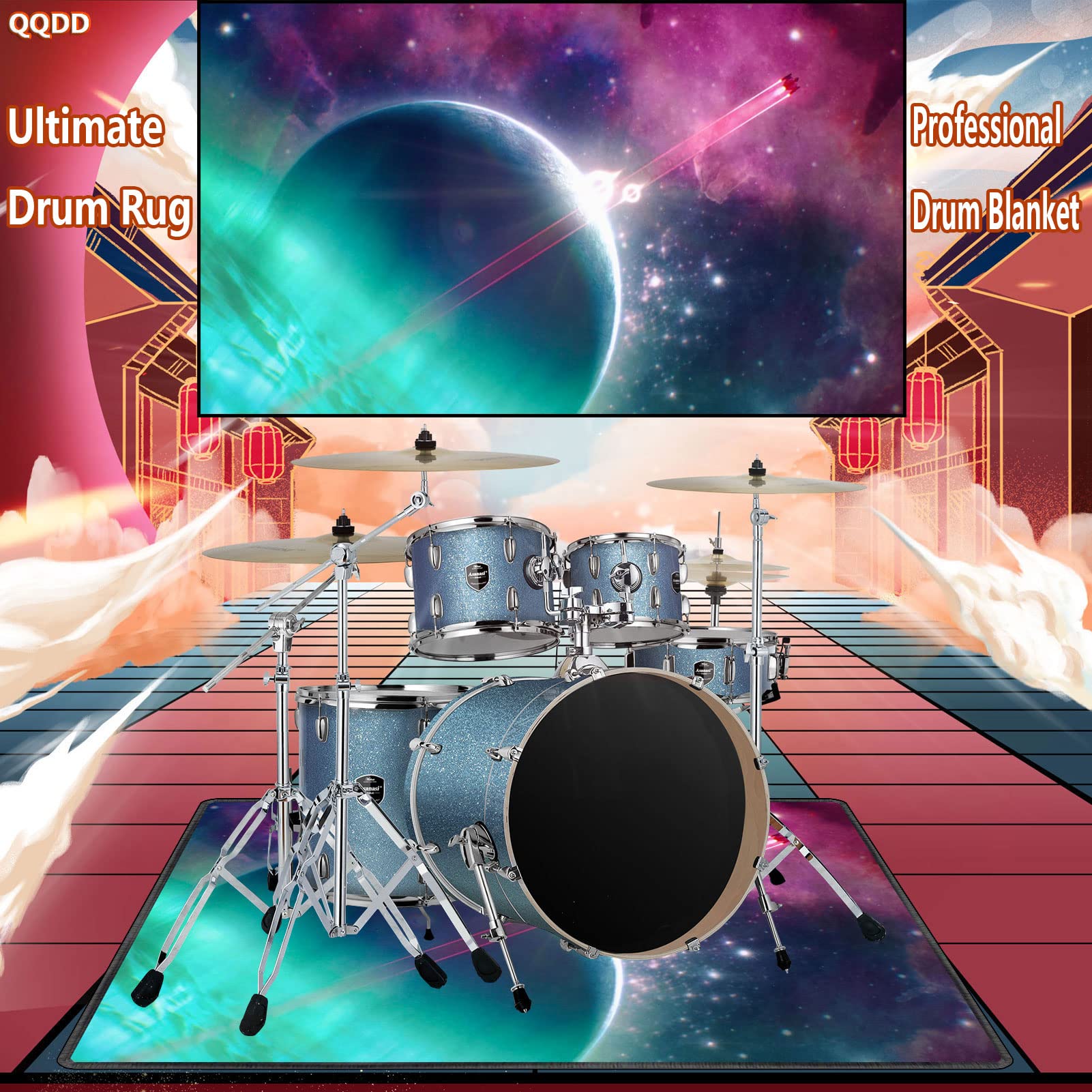 QQDD Drum Geluiddichte Elektronische Tapijten Rug Mat Antislip Deken