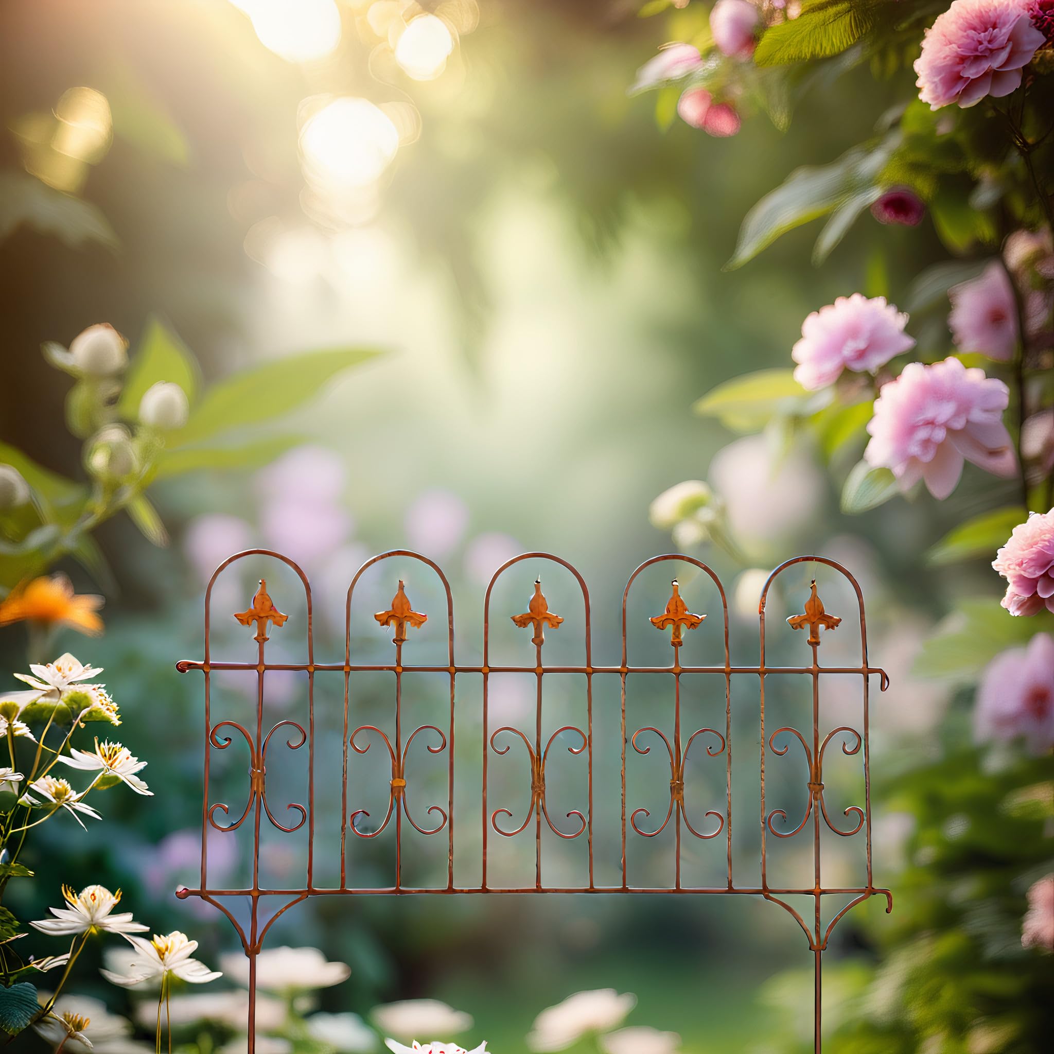 Beetzaun Gartenzaun Zaun Zaunelement Windsor Rankhilfe Metall Eisen Rost Deko 58cm hoch x 82cm lang