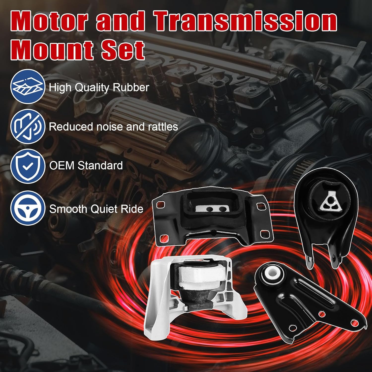 4Pcs Engine Motor Mount Compatible with Mazda 3 2010-2013 & for Mazda 5 2.5L 2012-2015 Transmission Mount Set, Replace A4444 A4405 A4418 A4421