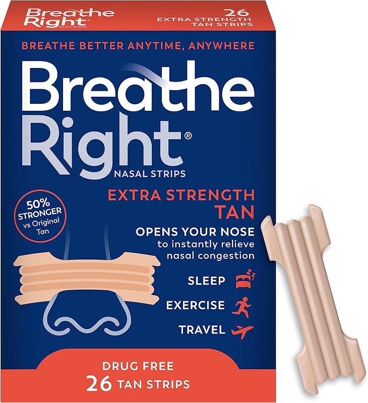 Breathe Right Nasal Strips Clear Large 30ct & Extra Strength Tan 26ct