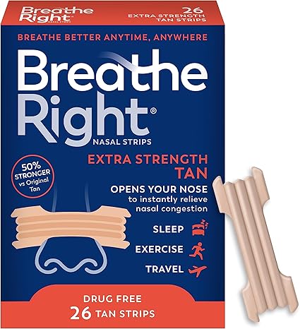 Breathe Right Nasal Strips, Extra Strength Tan Nose Strips, Drug-Free
