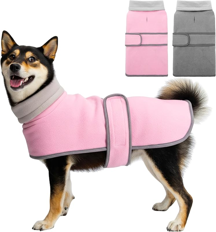 Casaco de Inverno para Cães em Fleece Polar com Gola Alta TUKOAW, Pacote com 2 (M–XXL)