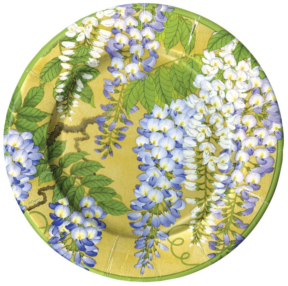 Entertaining with Caspari Wisteria Paper Salad/Dessert Plate, 8-Count