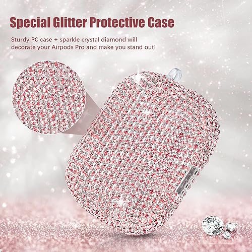 Miniatura 3 de VISOOM Funda brillante para Airpods Pro de 2 generación  Funda de joyería linda para Airpods Pro 1 2 con llavero con purpurina para mujer, fundas de