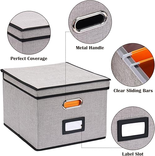 Miniatura 5 de EOOUT Caja de archivos colgante, paquete de 4, organizador de archivos, caja de archivos para tamaño carta, almacenamiento de carpetas plegable,