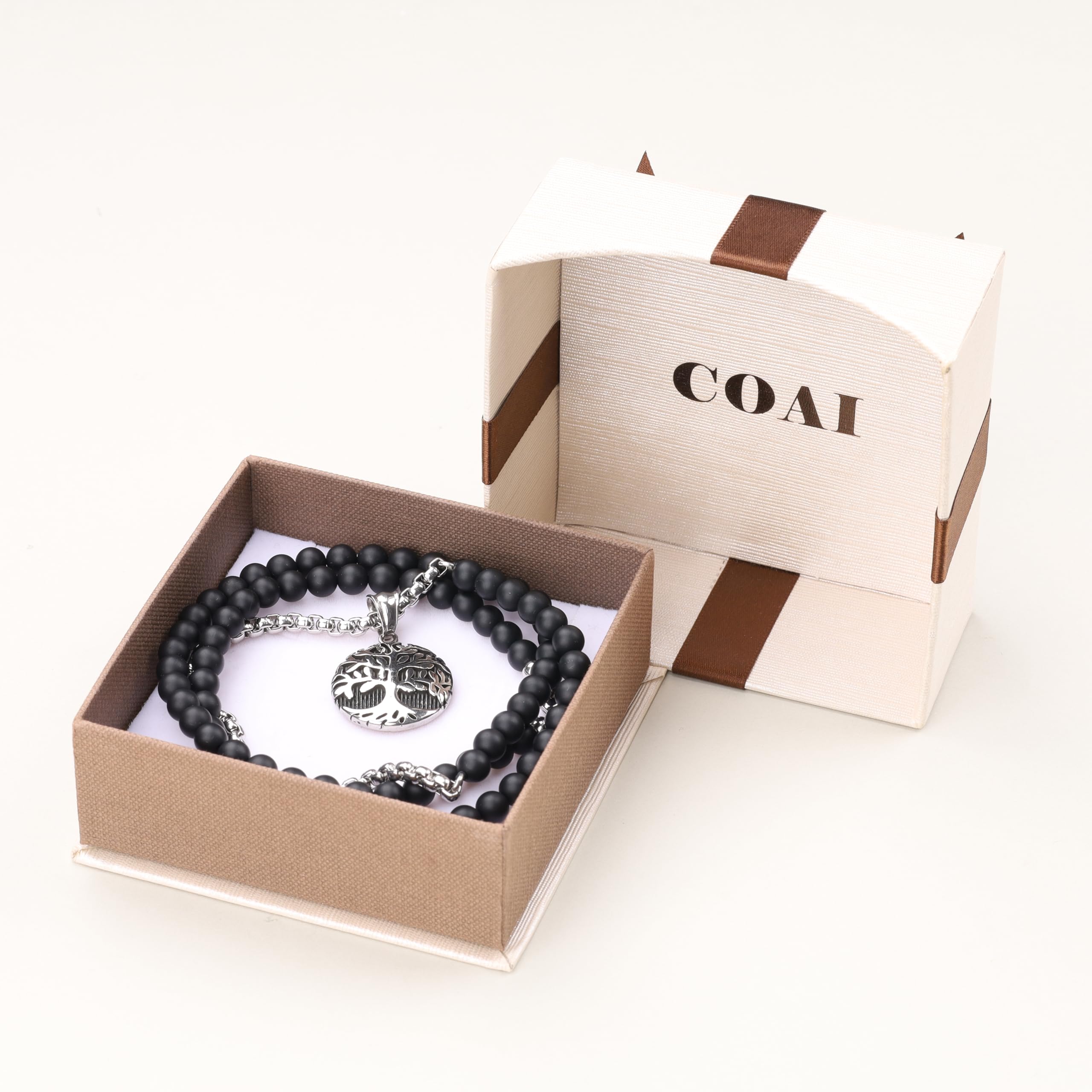 COAI Collier Chaîne et Perle Pendentif Arbre de Vie