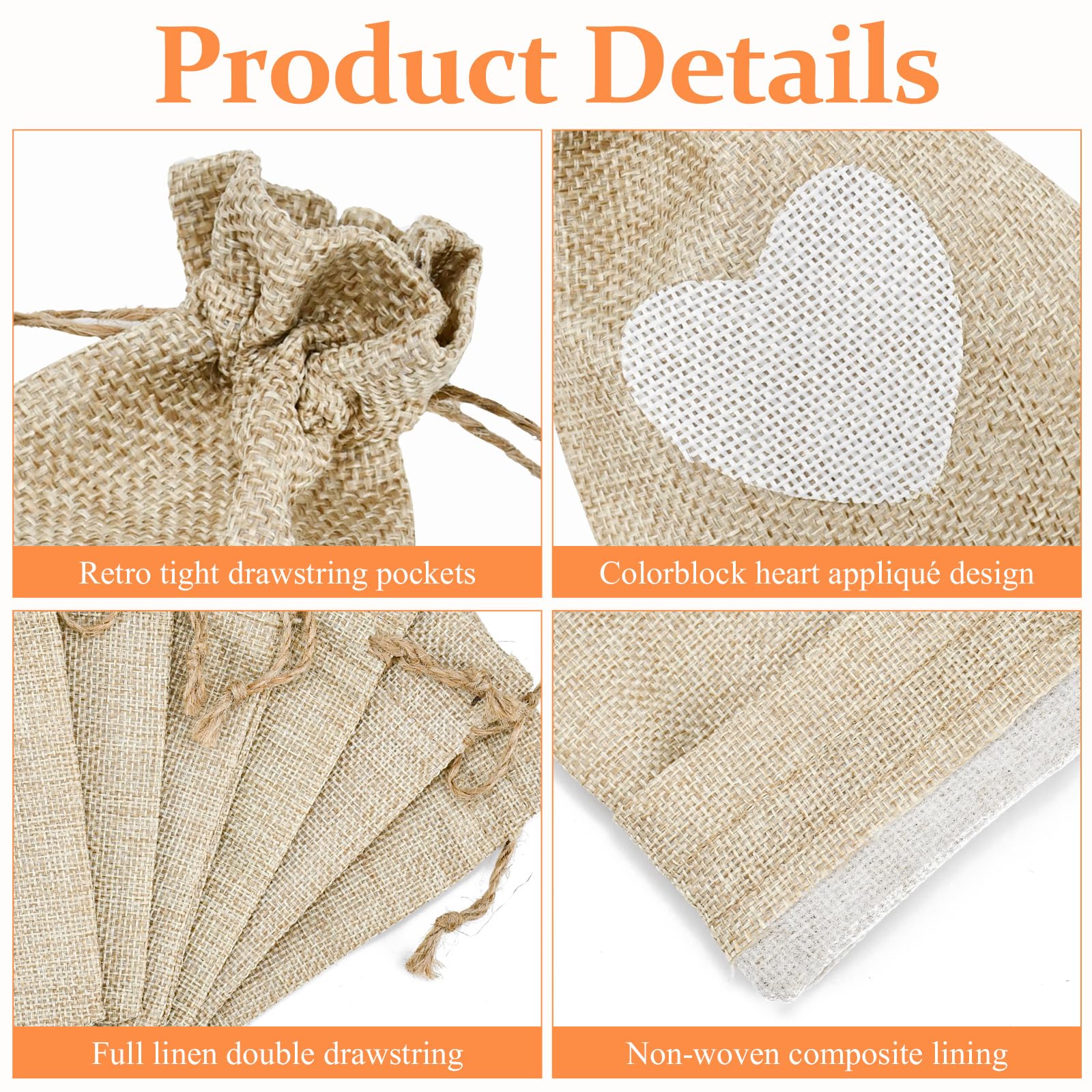 20 stuks kleine zakjes om te vullen, 10 x 8 cm, jute zakjes, klein, hart, jute cadeauzakjes, lege kleine stoffen zakjes voor lavendelzakjes, cadeauzakjes, katoenen zakjes voor geschenken snoep