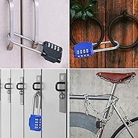 Vista 7 de Candado de combinación de grillete ultra largo de 3.2 pulgadas, juego de 4 dígitos, tu propia combinación de candado al aire libre para escuela