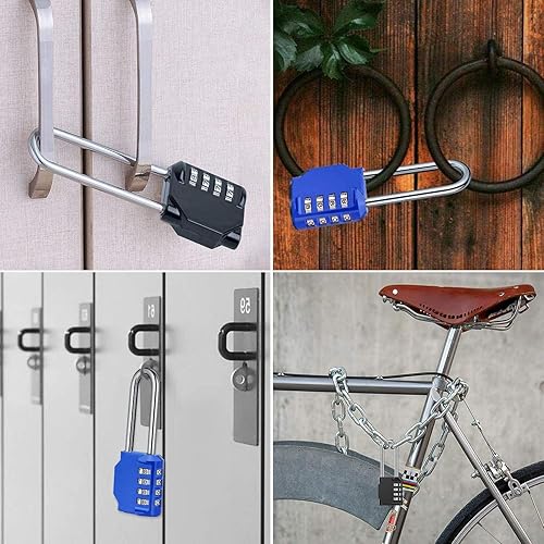 Miniatura 7 de Candado de combinación de grillete ultra largo de 3.2 pulgadas, juego de 4 dígitos, tu propia combinación de candado al aire libre para escuela,
