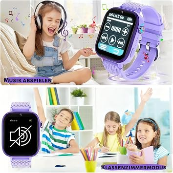 OKYUK 4G Children's Smartwatch with Phone and GPS Multifunctional Children's Watch with Video Call Sports Modes Alarm Clock Integrated App Store Children's Smartwatch for Boys and Girls (Purple)