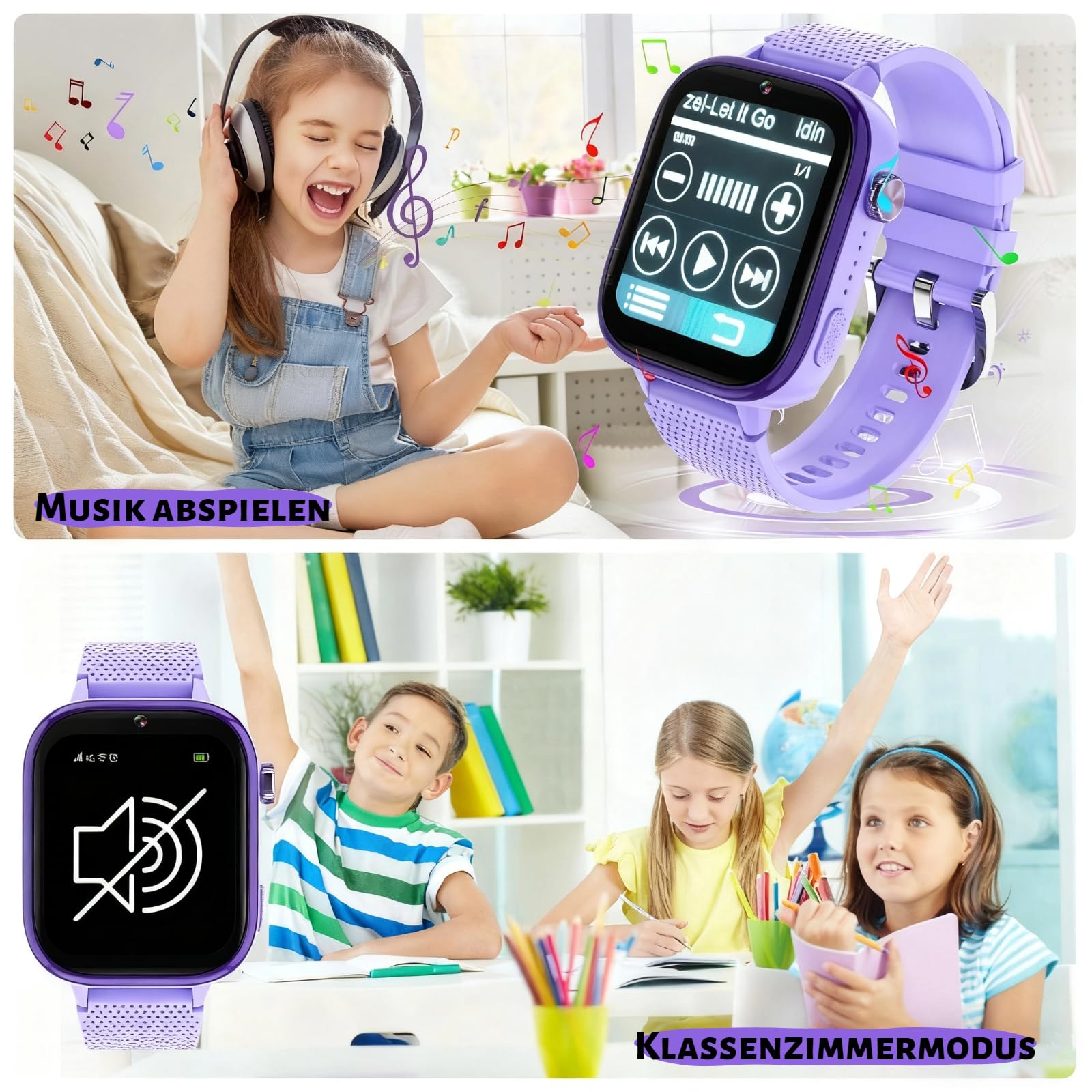 OKYUK 4G Kindersmartwatch, smartwatch voor kinderen, met GPS en